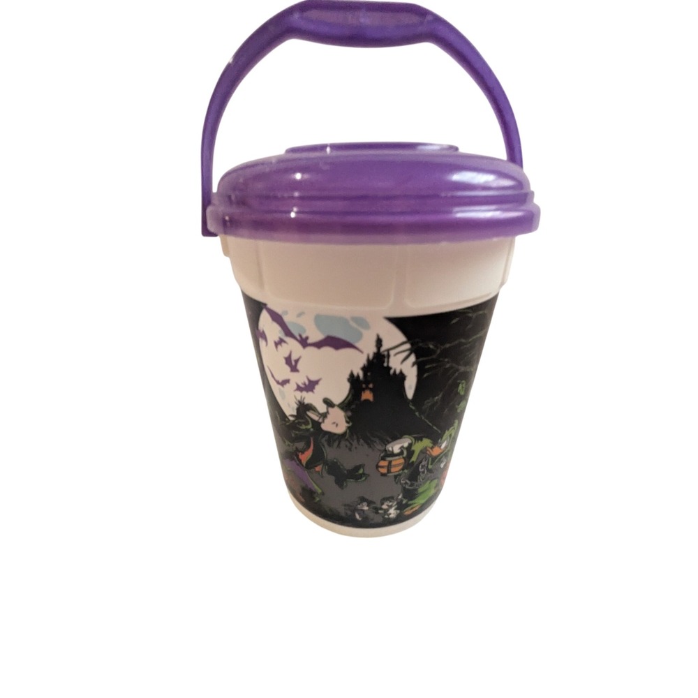 Whirley Drink Works Halloween Souvenir Cup Purple Lid Handle Mickey Mouse